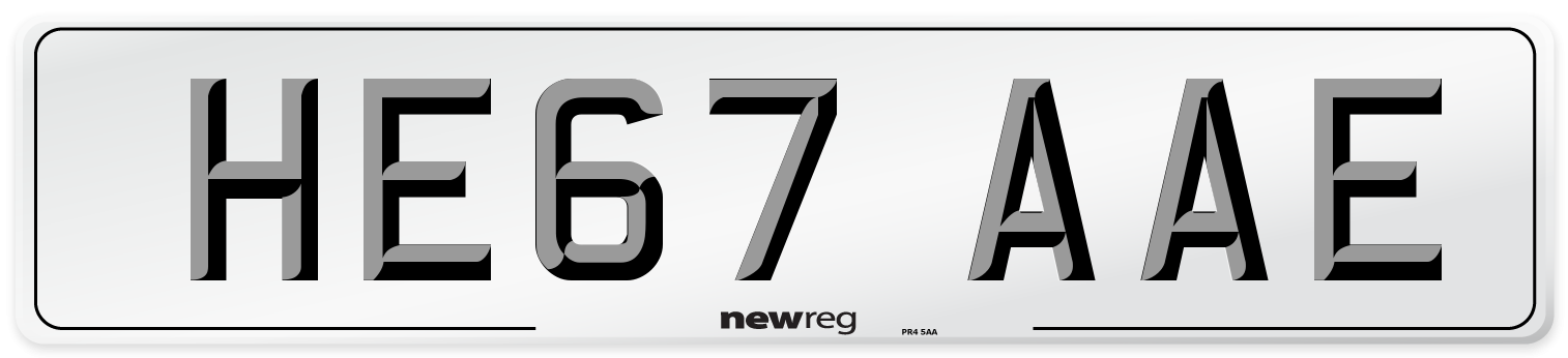 HE67 AAE Number Plate from New Reg